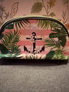 Victoria's Secret Pink & Green Tropical Anchor Makeup Pouch